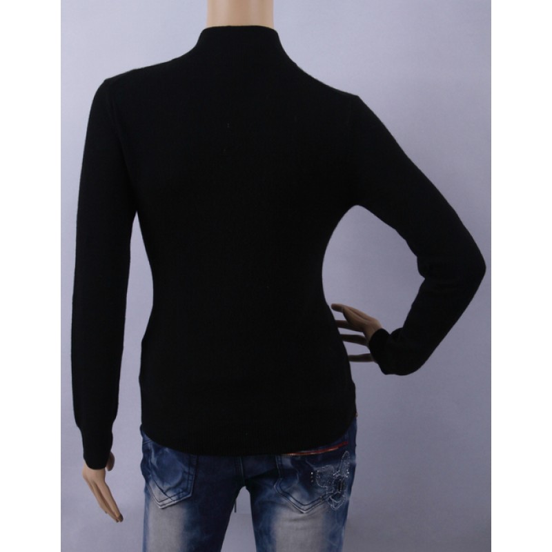 100%Cashmere Sweater Pullover Black Turtleneck Lady Winter Sweater  